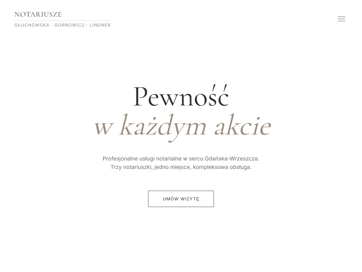 Wariant Minimalistyczny strony głównej Kancelarii Notarialnej